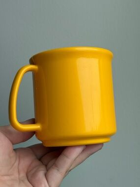 Yellow Mug 440ml PIONEER #115 Vintage Melamine Hard Plastic Cup Kitchen Thailand